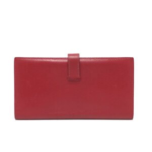 HERMES Long Wallet Purse Courchevel Red Beansufla Women Used | AlmaBagz
