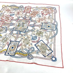 HERMES scarf silk white Carre70 PIQUE DAME DE COEUR Piqu Queen of Hearts Women Used | AlmaBagz
