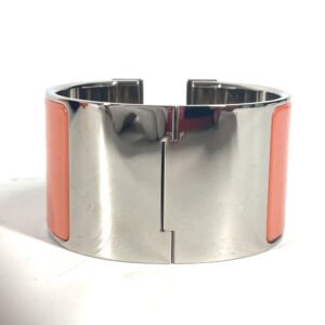 HERMES Bangle metal Orange xSilver Accessories Click Clack XL Women Used | AlmaBagz