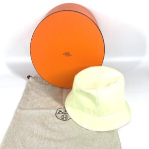 HERMES hat cotton Light green type stitch Serie logo Women 58 Used | AlmaBagz