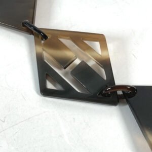 HERMES Necklace Lacquer, Buffalo Horn Brown x pink Long necklace Women Used | AlmaBagz