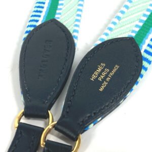 HERMES Shoulder strap Leather / canvas green bandouliere Cavale To Go Women Used | AlmaBagz