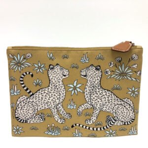 HERMES Pouch Nylon beige Leopard unisex(Unisex) Used | AlmaBagz