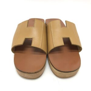 HERMES Sandals Leather / Wood beige H logo Kevral Women 38 Used | AlmaBagz
