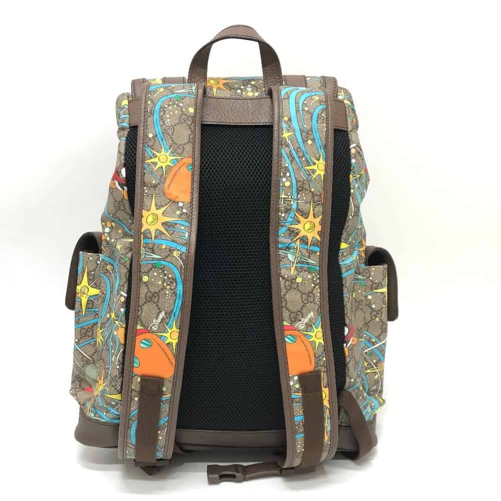 GUCCI Backpack 645051 GG Supreme Canvas Beige x brown x blue GG Supreme Donald Duck DISNEY Women Used | AlmaBagz