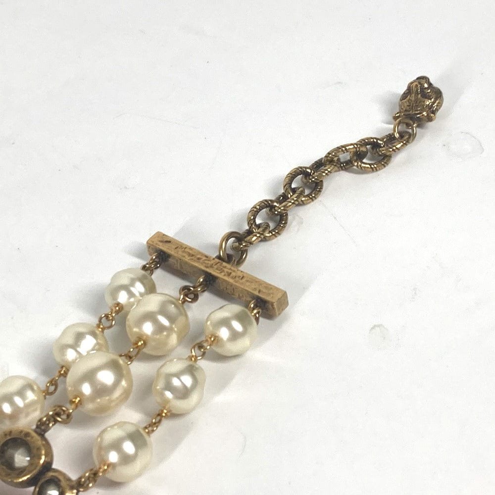GUCCI bracelet metal Gold x Multicolor Double G Color stone, fake pearl, rhinestone, triple row Women Used | AlmaBagz