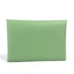 HERMES Coin case Epsom green Bifold Wallet Slim Calvi duo unisex(Unisex) Used | AlmaBagz