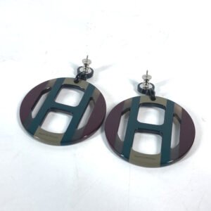 HERMES Pierce Buffalo horn Green x Brown type Lacquerwood H-equipe H logo Women Used | AlmaBagz