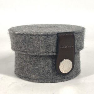 HERMES Pouch felt gray Pouch Round Accessory Box logo sugar box | AlmaBagz