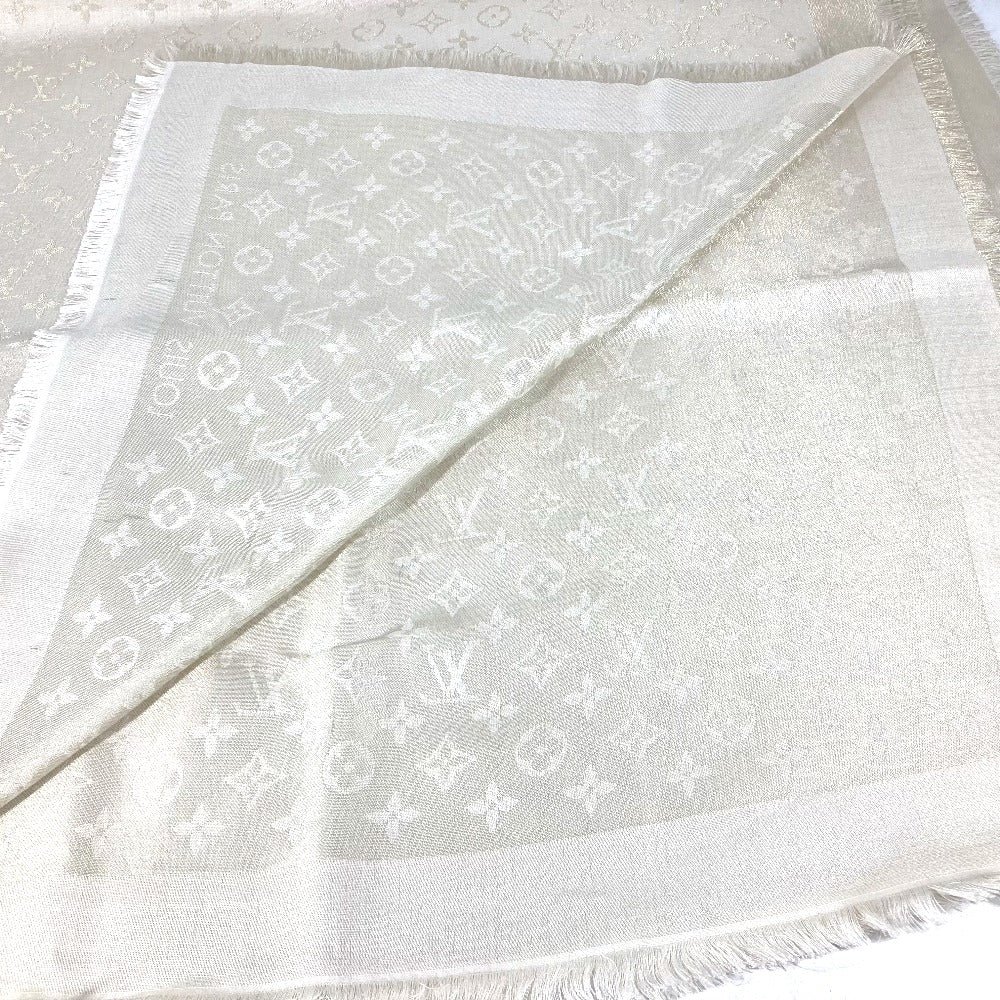 LOUIS VUITTON shawl M74026 Silk, Rayon white Monogram Shine Large scarf with glitter | AlmaBagz - Image 6