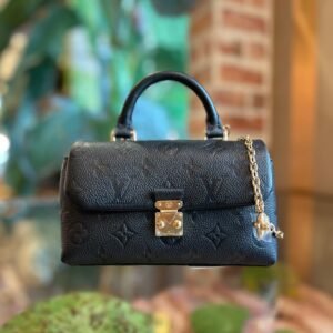 LOUIS VUITTON Madeleine Nano Black Monogram Empriente Leather Top Handle Bag | AlmaBagz