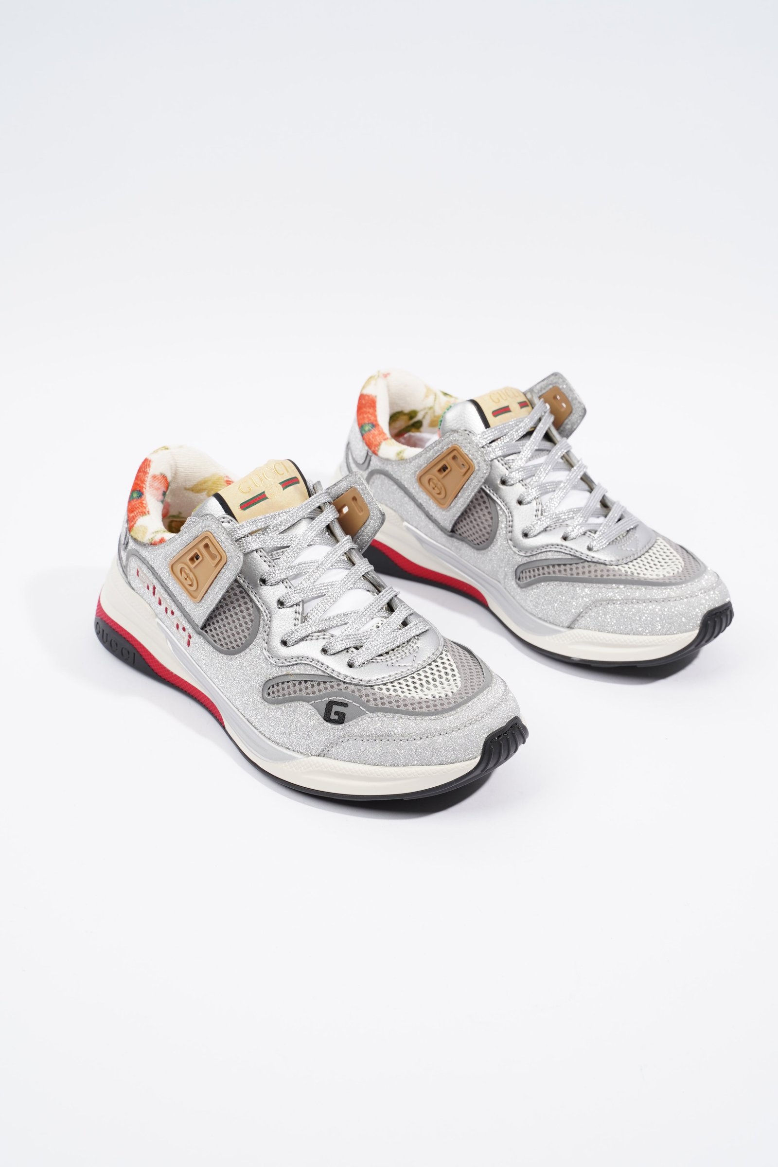 Gucci Ultraspace Silver Glitter / White / Red Glitter EU 36.5 UK 3.5 | AlmaBagz