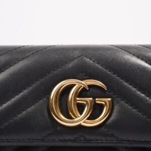 Gucci GG Marmont Wallet Black Matelasse Leather Small | AlmaBagz
