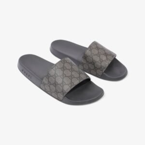 Gucci GG Slides Grey / Black Coated Canvas EU 45 UK 11 | AlmaBagz