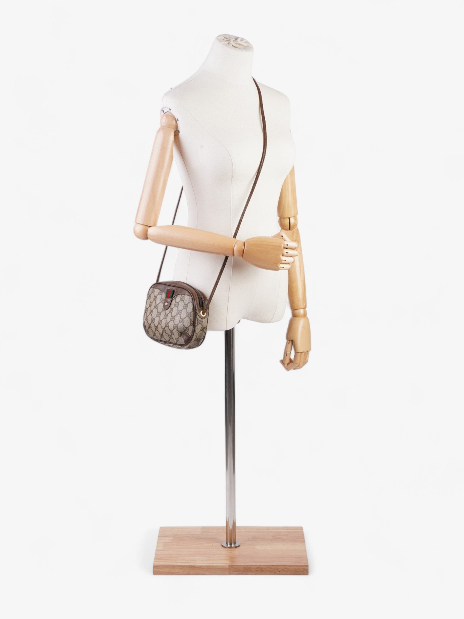 Gucci Web Sherry Line Beige And Ebony GG Supreme / Brown Coated Canvas | AlmaBagz