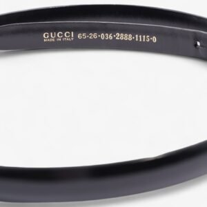 Gucci Oval Buckle Thin Belt Black / Gold Buckle Patent Leather 65cm 26" | AlmaBagz