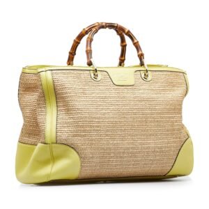 GUCCI Large Bamboo Raffia Satchel | AlmaBagz