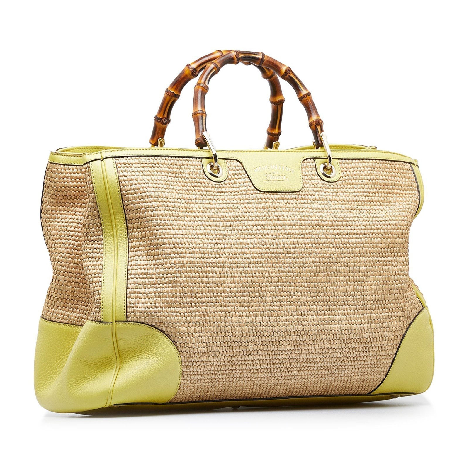 GUCCI Large Bamboo Raffia Satchel | AlmaBagz