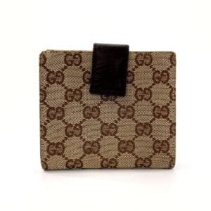 GUCCI Bifold Wallet 138029 GG canvas Brown Sherry line Horsebit unisex Used | AlmaBagz