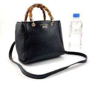 GUCCI Handbag 368823 leather black 2WAY Bamboo mini shopper Women Used | AlmaBagz