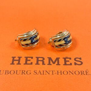 HERMES Earring metal gold Emaille Shippo Women Used | AlmaBagz