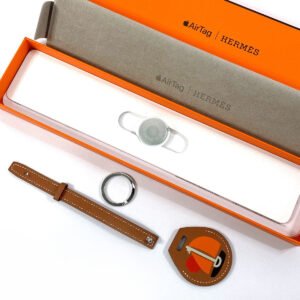 HERMES key ring H0009061J37 Vaux Swift Brown Echape Apple Air Tag Keyring | AlmaBagz