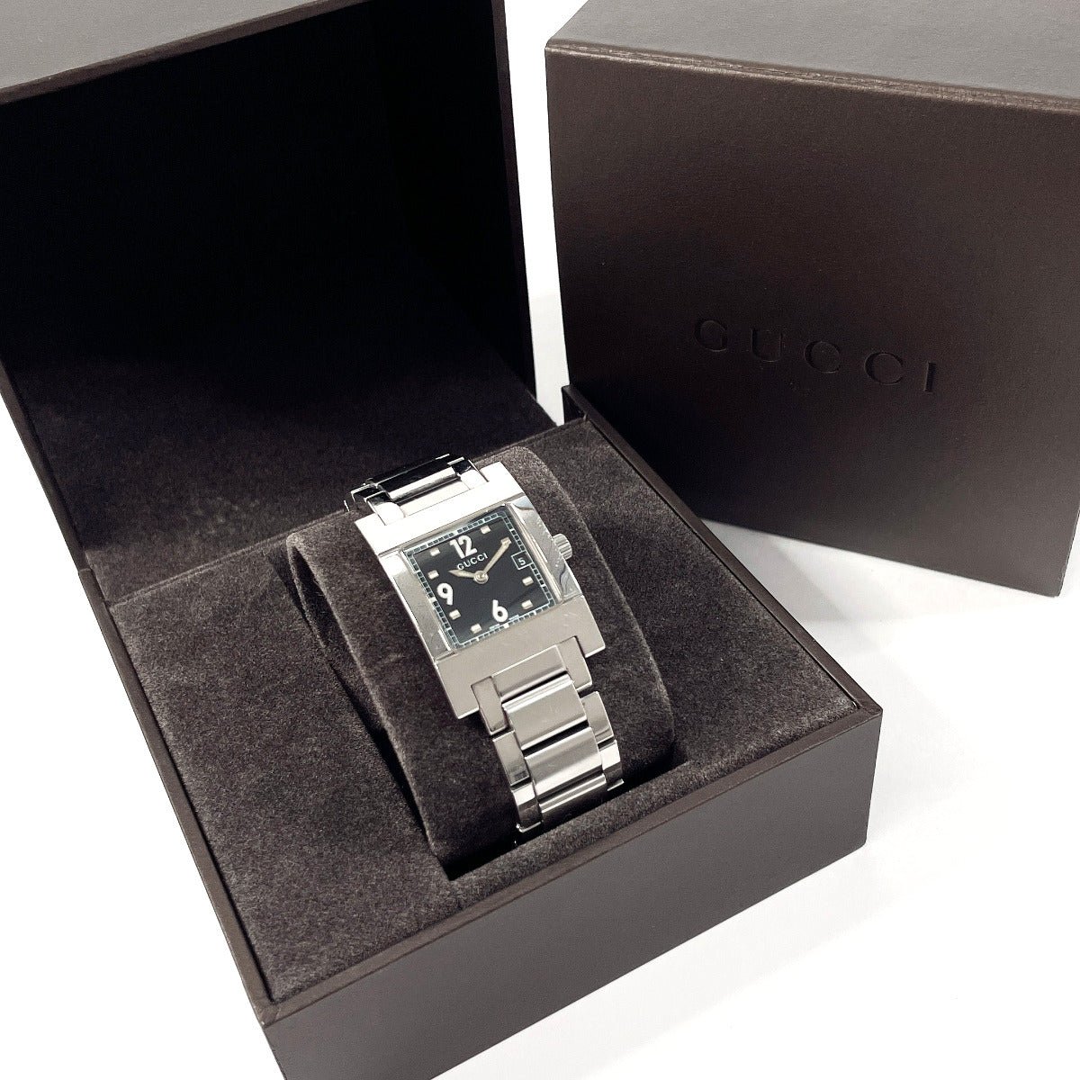 GUCCI Watches Quartz 7700L Stainless Steel Silver black dial | AlmaBagz