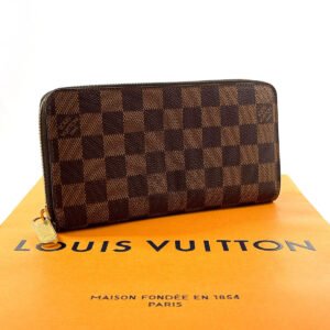 LOUIS VUITTON Long Wallet Purse N60015 Damier canvas, leather Brown Zippy wallet | AlmaBagz