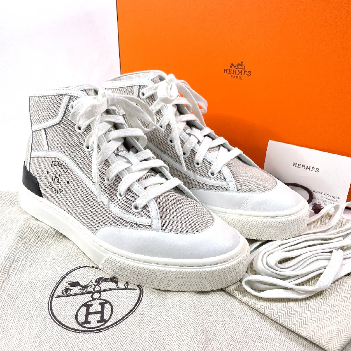 HERMES sneakers H231028Z PN370 Canvas, Leather white Get Up 37 | AlmaBagz