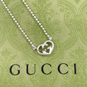 GUCCI Necklace Silver925 Silver Ball chain Interlocking G heart | AlmaBagz