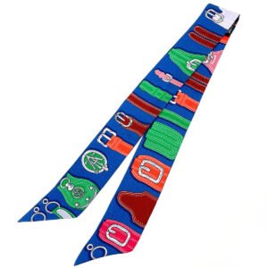 HERMES scarf 100% silk blue HARNAIS DES PRESIDENTS | AlmaBagz