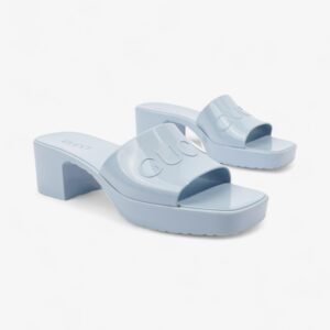 Gucci Rubber Logo Sandals 60 Light Blue Rubber EU 39 UK 6 | AlmaBagz
