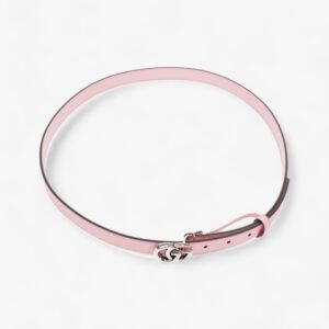 Gucci GG Marmont Thin Belt Pink / Silver Leather 100cm/ 95" | AlmaBagz