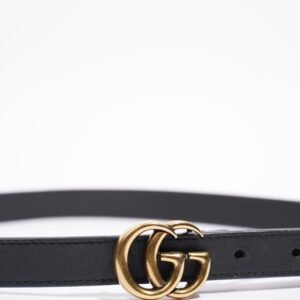 Gucci GG Marmont Thin Belt Black Leather 80cm 32" | AlmaBagz