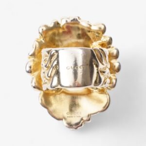 Gucci Lion Head Ring Gold / Green Base Metal L | AlmaBagz