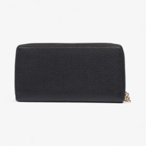 Gucci Soho Interlocking G Tassel Round Long Wallet Black / Light Gold Leather | AlmaBagz