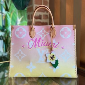 LOUIS VUITTON On The Go GM Light Pink Yellow Giant Monogram Canvas By The Pool Tote Bag | AlmaBagz