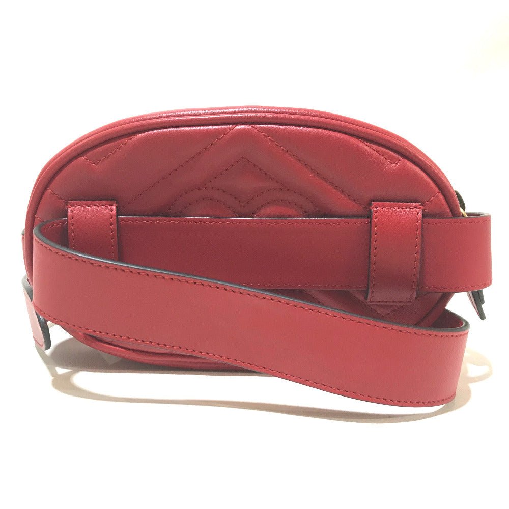 GUCCI Waist bag 476434 leather Red GG Marmont Quilted Sling bag Women Secondhand | AlmaBagz