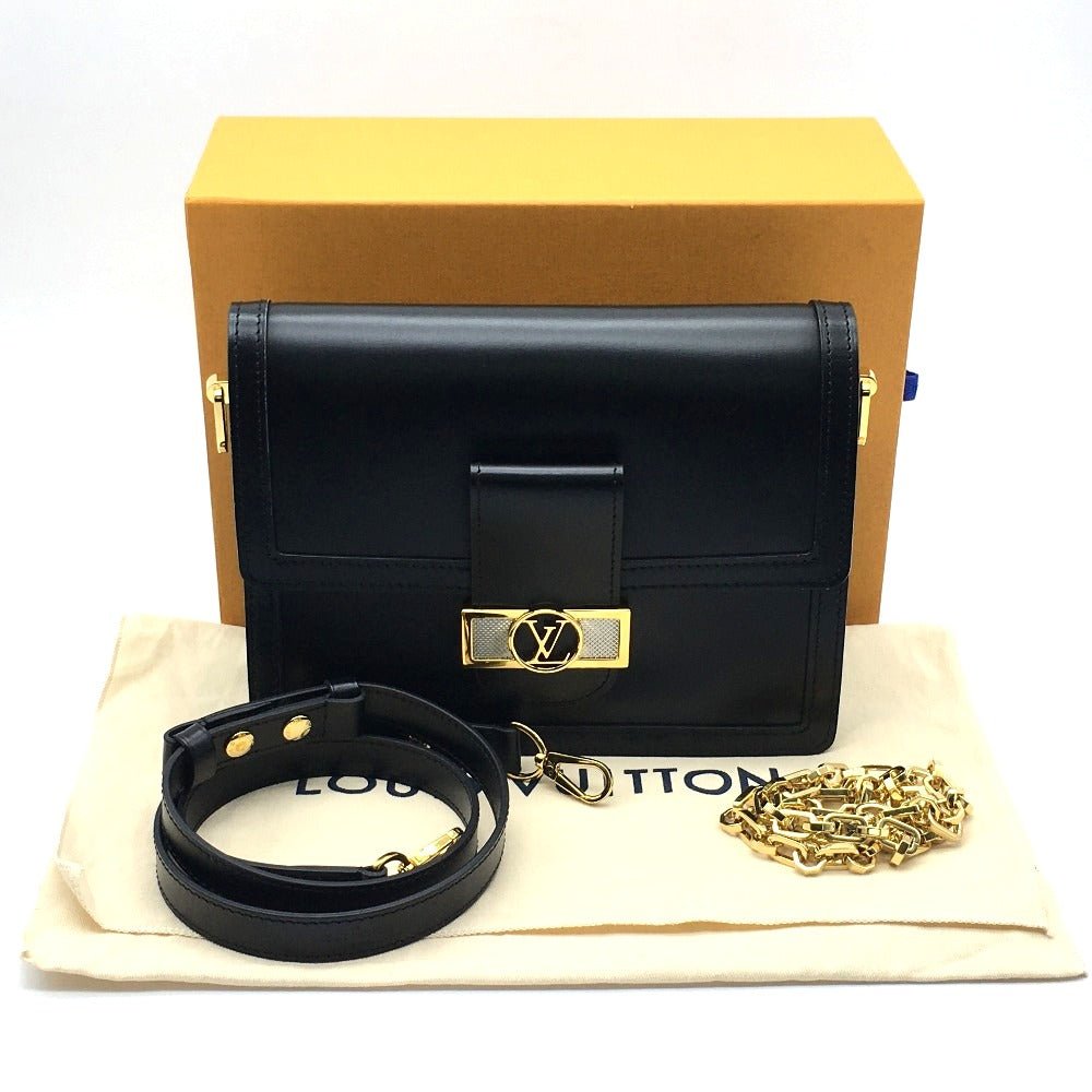 LOUIS VUITTON Shoulder Bag M55821 Calfskin black LV Lock Chain Dauphin MM Women Used | AlmaBagz - Image 15