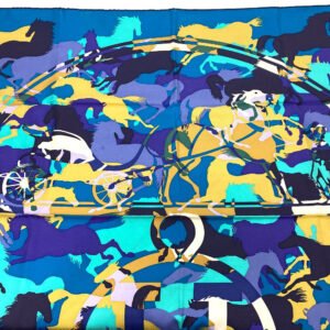 HERMES scarf silk Blue type Carre90 EX LIBRIS EN CAMOUFLAGE EX LIBRIS EN CAMOUFLAGE Women Used | AlmaBagz