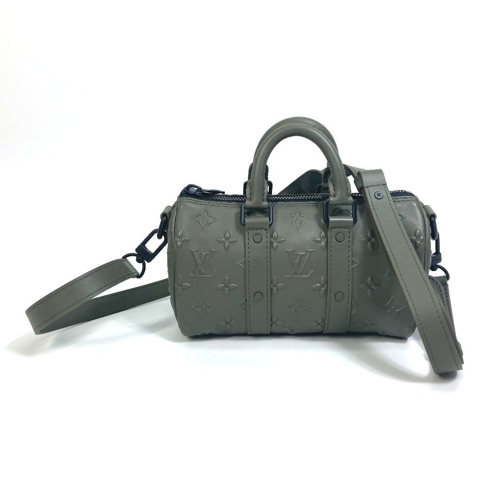 LOUIS VUITTON Handbag M57961 leather khaki monogram seal Keepall XS | AlmaBagz