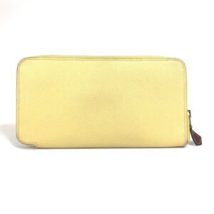 HERMES Long Wallet Purse leather yellow Azap long silk in Wallet Women Used | AlmaBagz