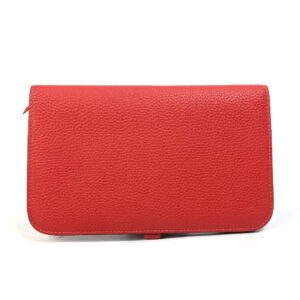 HERMES Long Wallet Purse Togo Red type Dogon GM Wallet Women Used | AlmaBagz