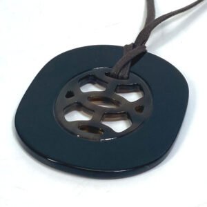 HERMES Necklace Buffalo horn Black gray type & brown type Lift PM Women Used | AlmaBagz