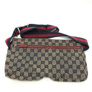 GUCCI Waist bag 28566 GG canvas / leather Red GG/logo Sling bag mens Used | AlmaBagz