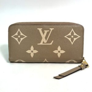 LOUIS VUITTON Long Wallet Purse M69794 Monogram Ann Platt Leather beige Monogram Empreinte Bicolor Zippy wallet Women Used | AlmaBagz