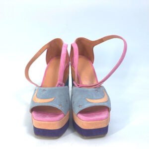HERMES Sandals suede multicolor Shoes heel wedge sole moon star moon star Women 36 Used | AlmaBagz