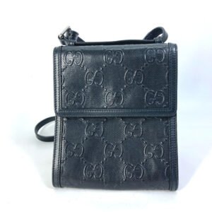 GUCCI Shoulder Bag 625782 leather black GG emboss Messenger mens Secondhand | AlmaBagz