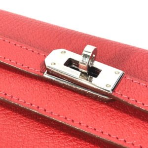 HERMES Trifold wallet Shave Red Kelly wallet medium | AlmaBagz