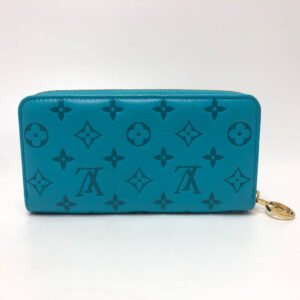 LOUIS VUITTON Long Wallet Purse M81512 leather turquoise blue Monogram emboss Zippy wallet Women(Unisex) Used | AlmaBagz
